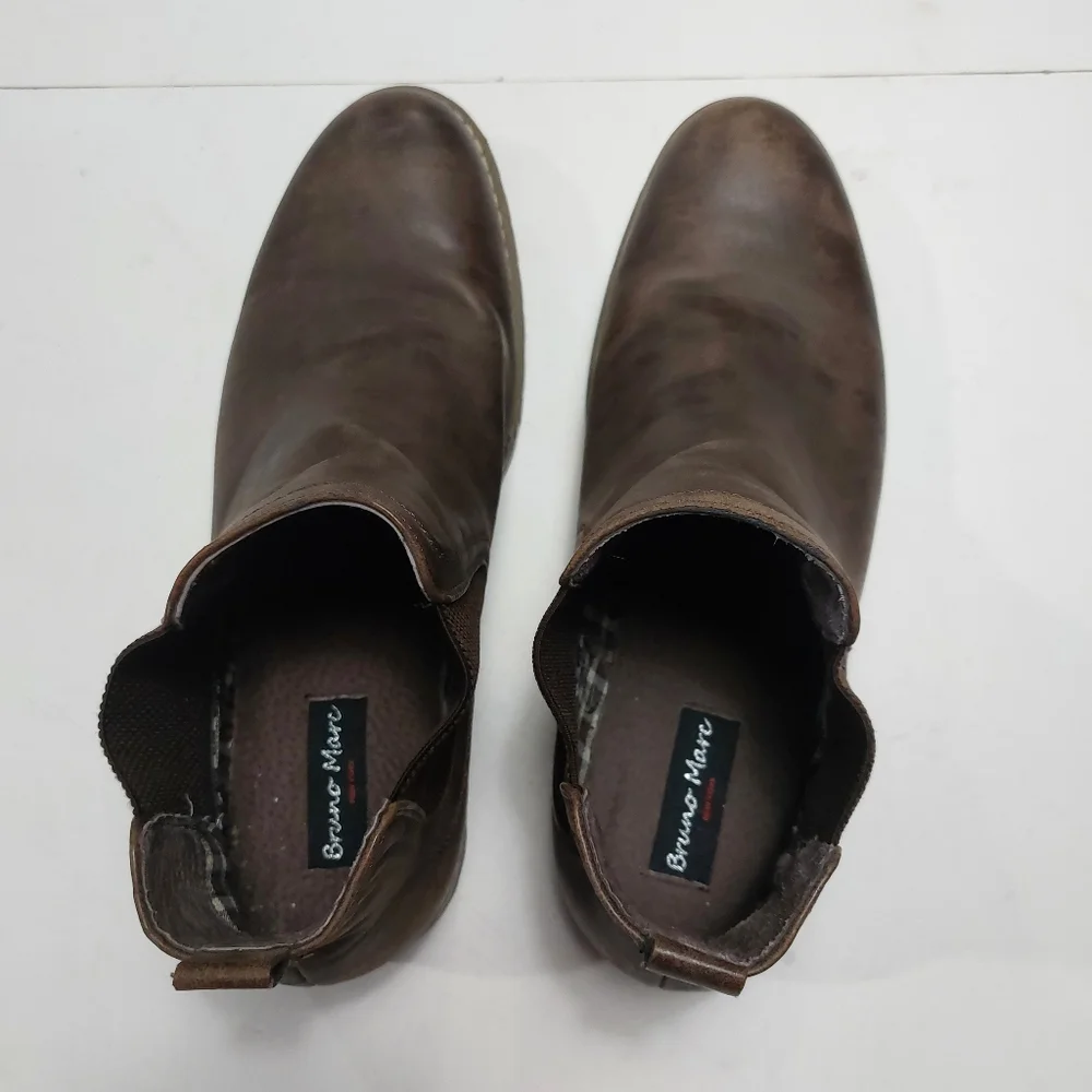 BRUNO MARC Men's Brown Leather Chelsea Boots size 12